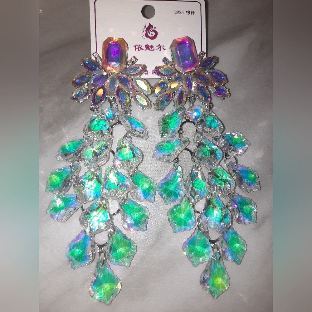 Iridescent Crystal Drop Earrings